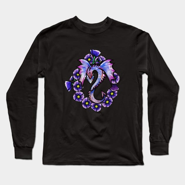 Purple Dragon Long Sleeve T-Shirt by bubbsnugg